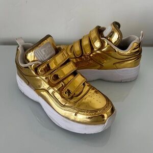 DC High Top High Heel Shiny Gold Sneaker Women’s Size 10